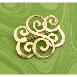 Vintage Spiral Letters Gold Tone Brooch - W14